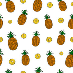 Seamless pattern with pineapples.