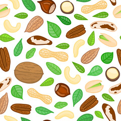 Seamless pattern with nuts.