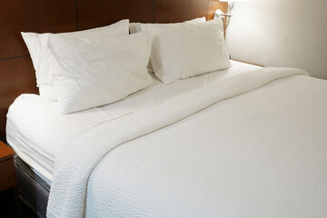 close up on pillows on the bed