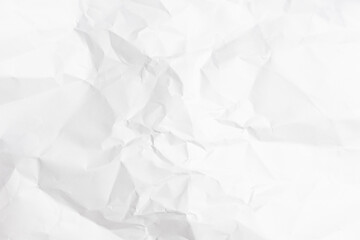 White crumpled paper texture background.