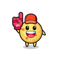 round cheese illustration cartoon with number 1 fans glove
