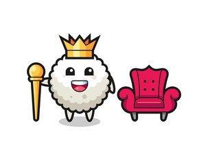 Mascot cartoon of rice ball as a king