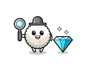 Illustration of rice ball character with a diamond