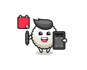 Illustration of rice ball mascot as a graphic designer