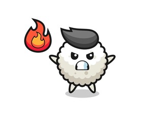 rice ball character cartoon with angry gesture