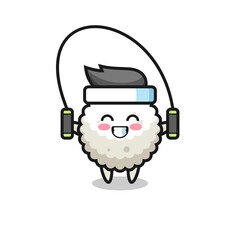 rice ball character cartoon with skipping rope