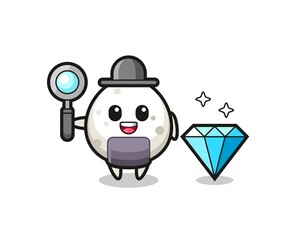 Illustration of onigiri character with a diamond