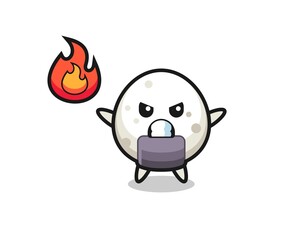 onigiri character cartoon with angry gesture