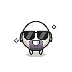 Cartoon mascot of onigiri with cool gesture