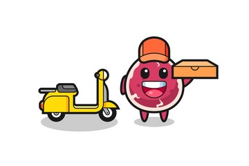 Character Illustration of beef as a pizza deliveryman