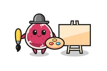 Illustration of beef mascot as a painter