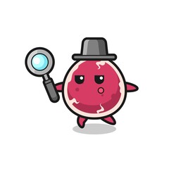 beef cartoon character searching with a magnifying glass