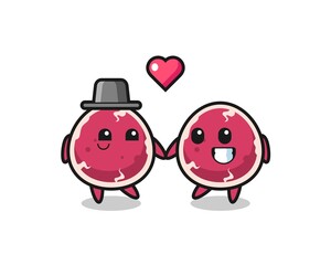 beef cartoon character couple with fall in love gesture