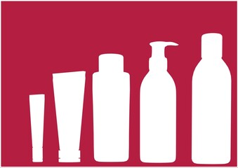 Composition of white cleaning equipment icons on red background