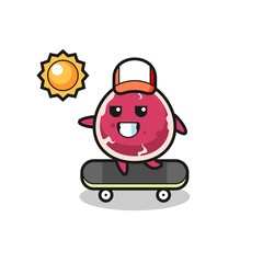 beef character illustration ride a skateboard