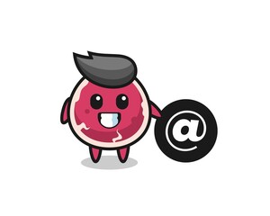 Cartoon Illustration of beef standing beside the At symbol