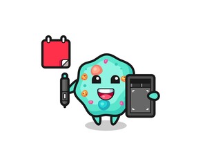 Illustration of amoeba mascot as a graphic designer