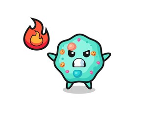 amoeba character cartoon with angry gesture