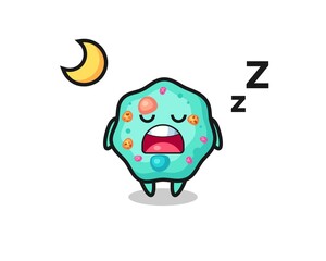 amoeba character illustration sleeping at night