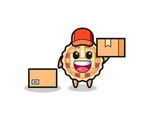 Mascot Illustration of apple pie as a courier