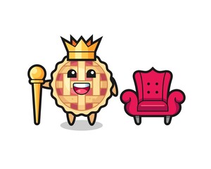 Mascot cartoon of apple pie as a king