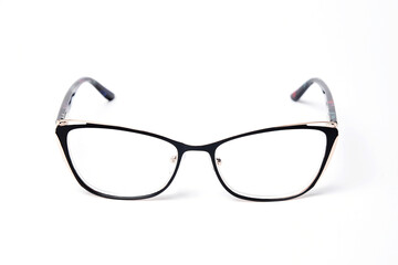 Metal frame diopter glasses on white background front view