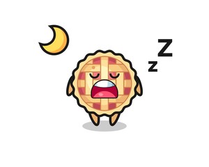 apple pie character illustration sleeping at night