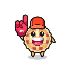 apple pie illustration cartoon with number 1 fans glove