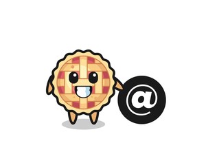 Cartoon Illustration of apple pie standing beside the At symbol