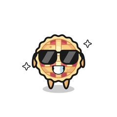 Cartoon mascot of apple pie with cool gesture