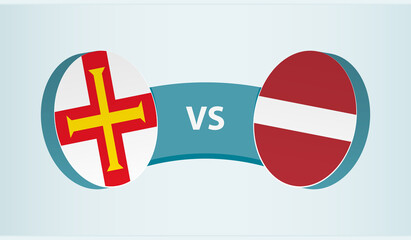 Guernsey versus Latvia, team sports competition concept.