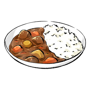 手書きラフスケッチ_カレーライス curry rice