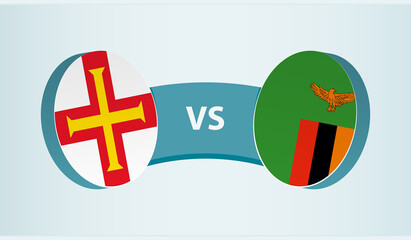 Guernsey versus Zambia, team sports competition concept.