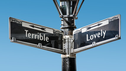 Street Sign to Lovely versus Terrible