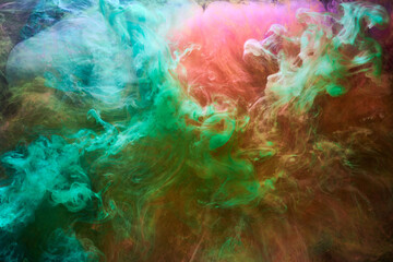Multicolored bright smoke abstract background colorful fog vibrant colors wallpaper swirl mix paint underwater