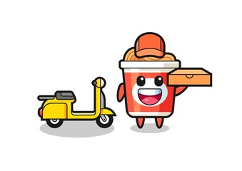 Character Illustration of instant noodle as a pizza deliveryman