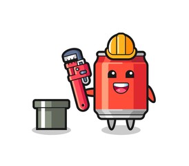 Character Illustration of drink can as a plumber