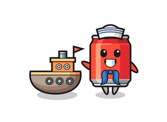 Character mascot of drink can as a sailor man