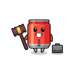 Illustration of drink can mascot as a lawyer