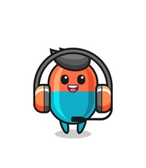 Cartoon mascot of capsule as a customer service