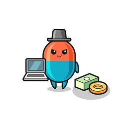 Mascot Illustration of capsule as a hacker