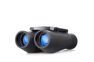 Black binoculars isolated over white background