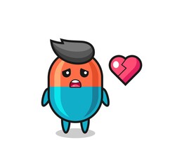capsule cartoon illustration is broken heart