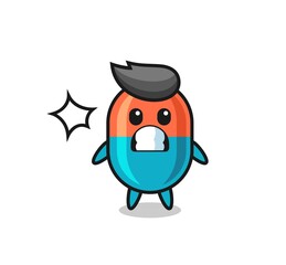 capsule character cartoon with shocked gesture