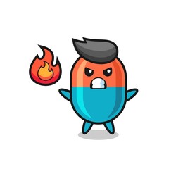 capsule character cartoon with angry gesture