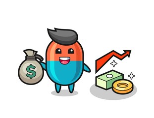 capsule illustration cartoon holding money sack