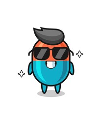 Fototapeta premium Cartoon mascot of capsule with cool gesture