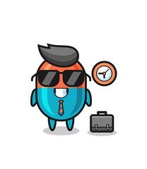 Cartoon mascot of capsule as a businessman