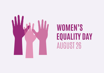 Women’s Equality Day vector. Female hands up purple silhouette icon vector. August 26, important day