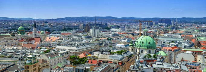 Tuinposter Vienna downtown panoramic aerial skyline © Dronandy